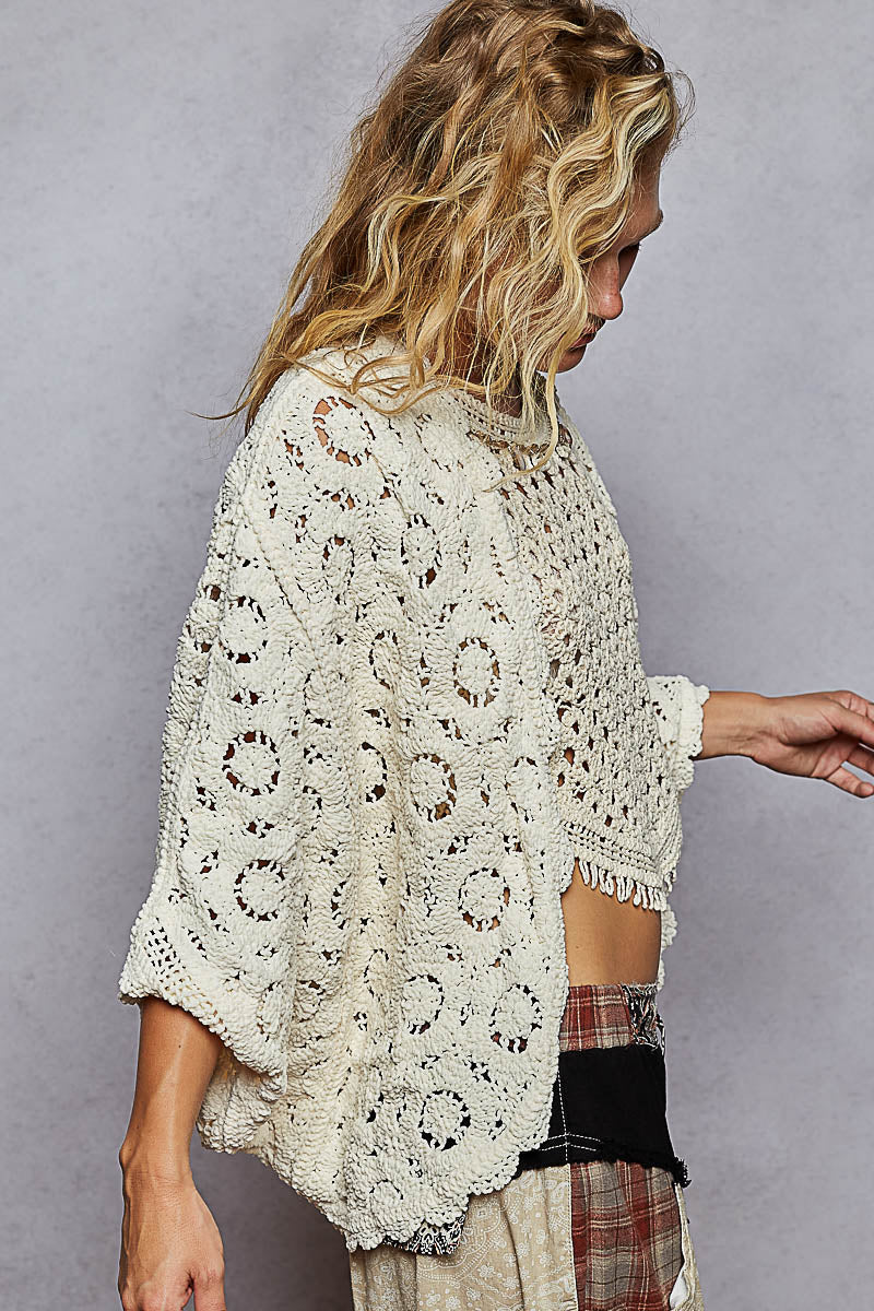 POL - V-Neck Long Sleeve Relaxed Fit Cardigan