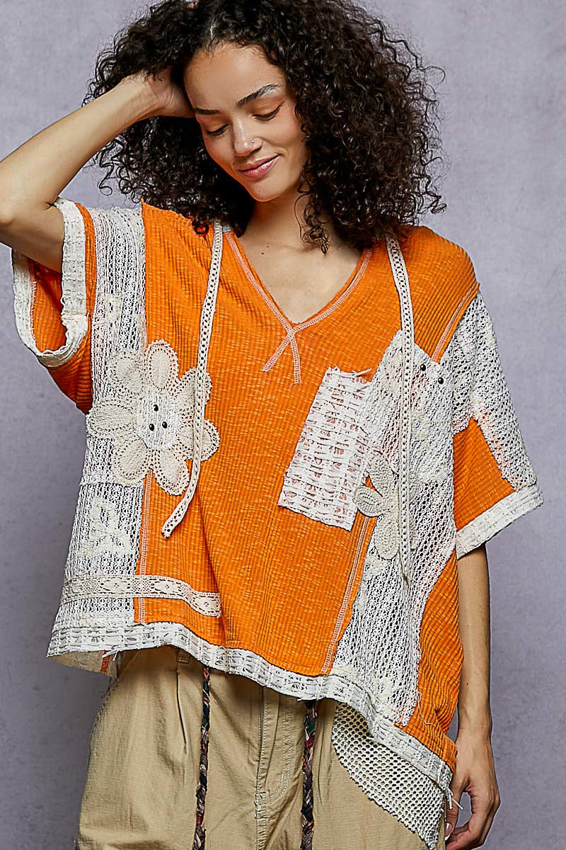 POL - Orange hooded shirt