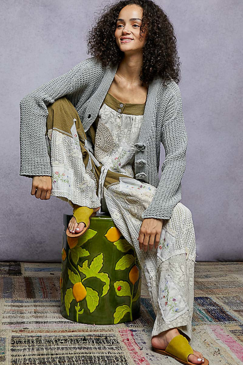 POL - Flower Button Crop Cardigan