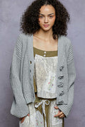 POL - Flower Button Crop Cardigan