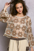 POL - Crocheted Crop Sweater Mocha