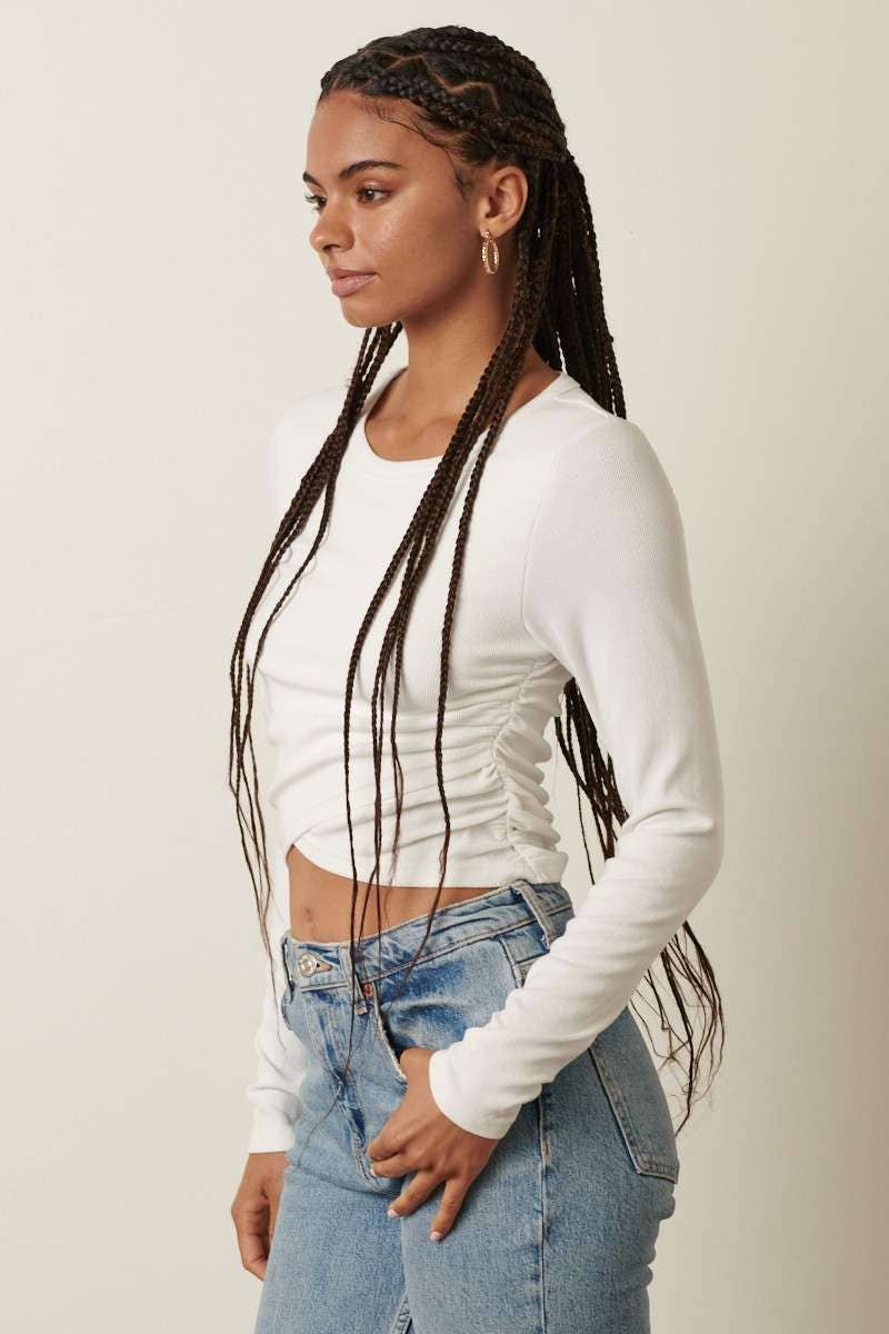 FRONT CROSS LONG SLEEVE KNIT TOP