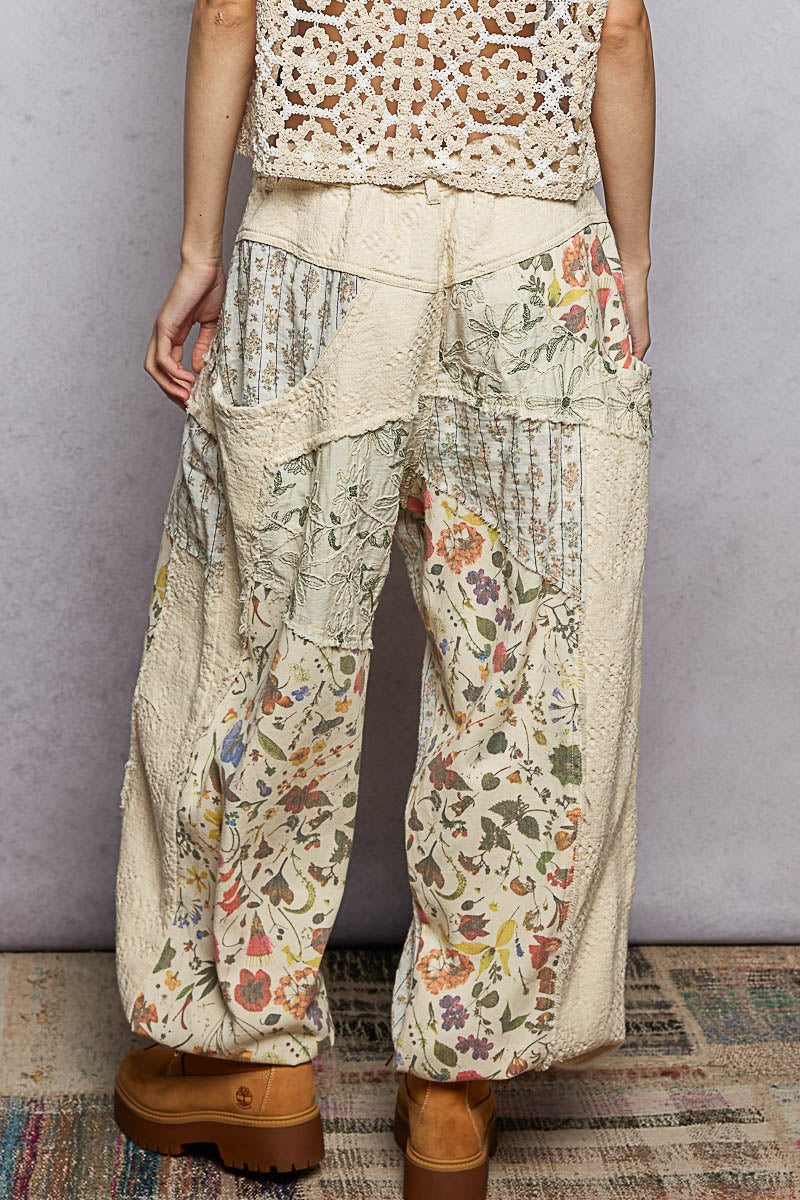 POL natural crochet and patch pants