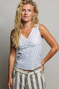 POL - Pale Blue Floral Tank Top