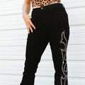 Lucky & Blessed - Black Boot Stitch Embroidery Jeans Inseam 32in