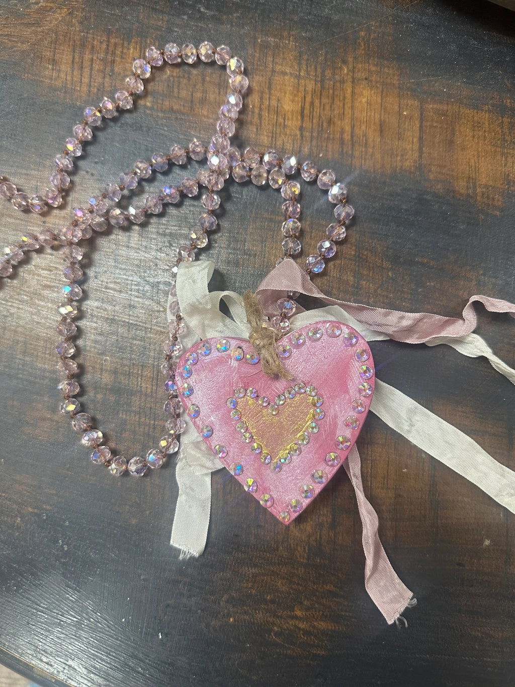 Pink Golden Heart Necklace
