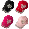 Bling Rhinestone Pearl Heart Baseball Cap