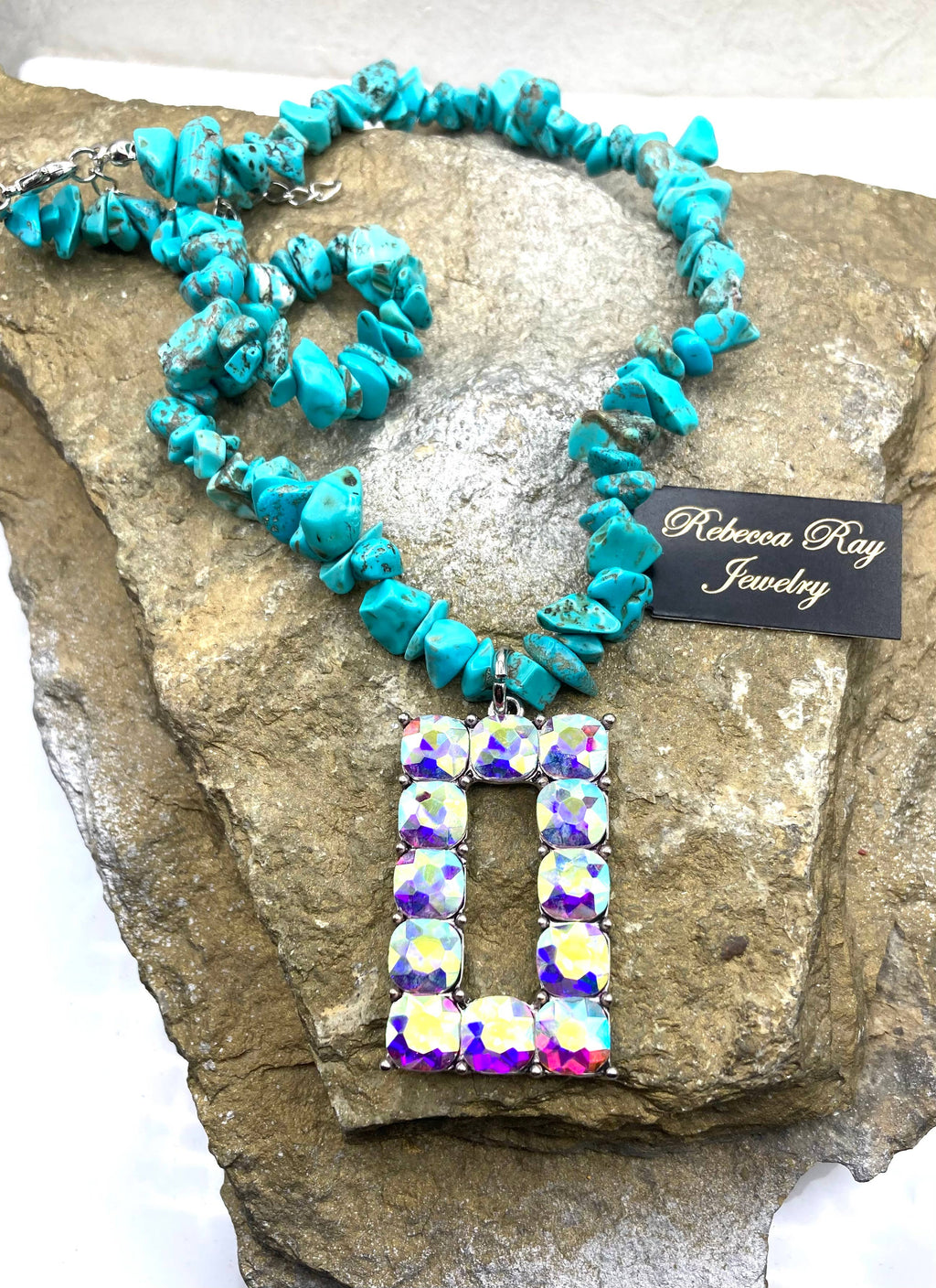 Boho Silver Crystal Statement Charm Necklace