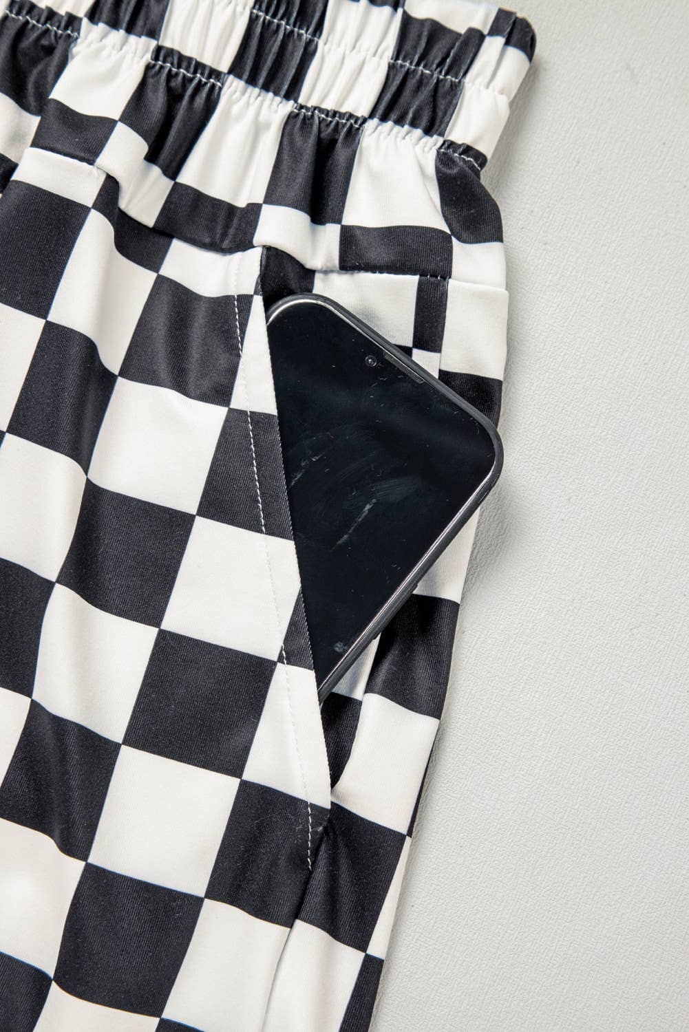 Checkered Print High Waist Casual Shorts (S-XL)