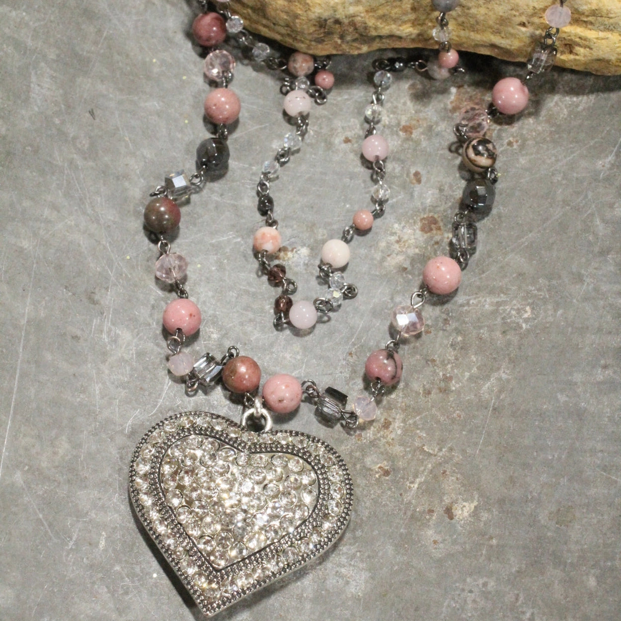 The Primitive Peddler - Blushing Over You Bling Heart Layered Necklace