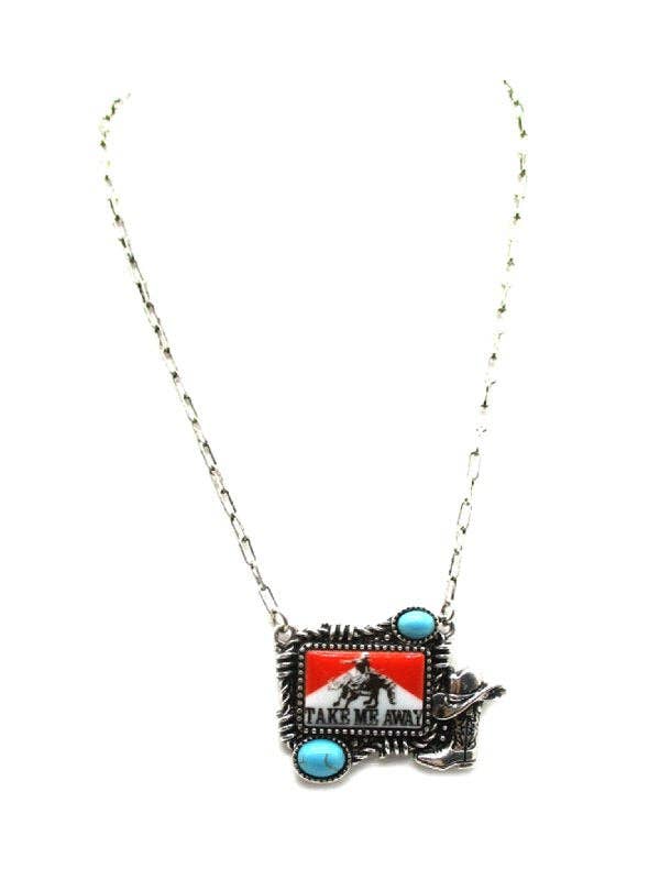 Western Cowboy Portrait Pendant Necklace