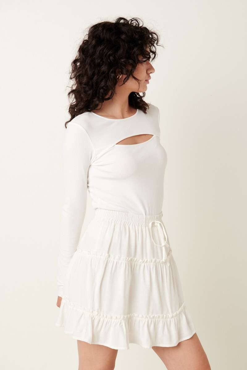 H90153A - 2TIER RUFFLE MINI SKIRT