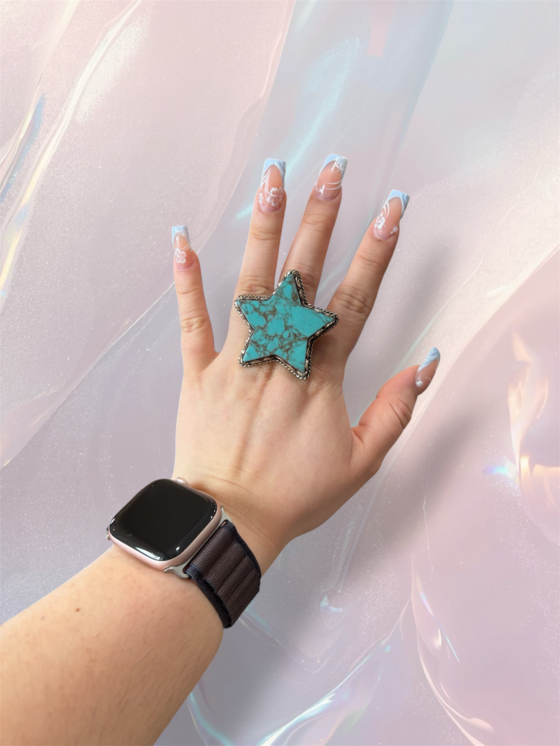 Turquoise Star Adjustable Ring
