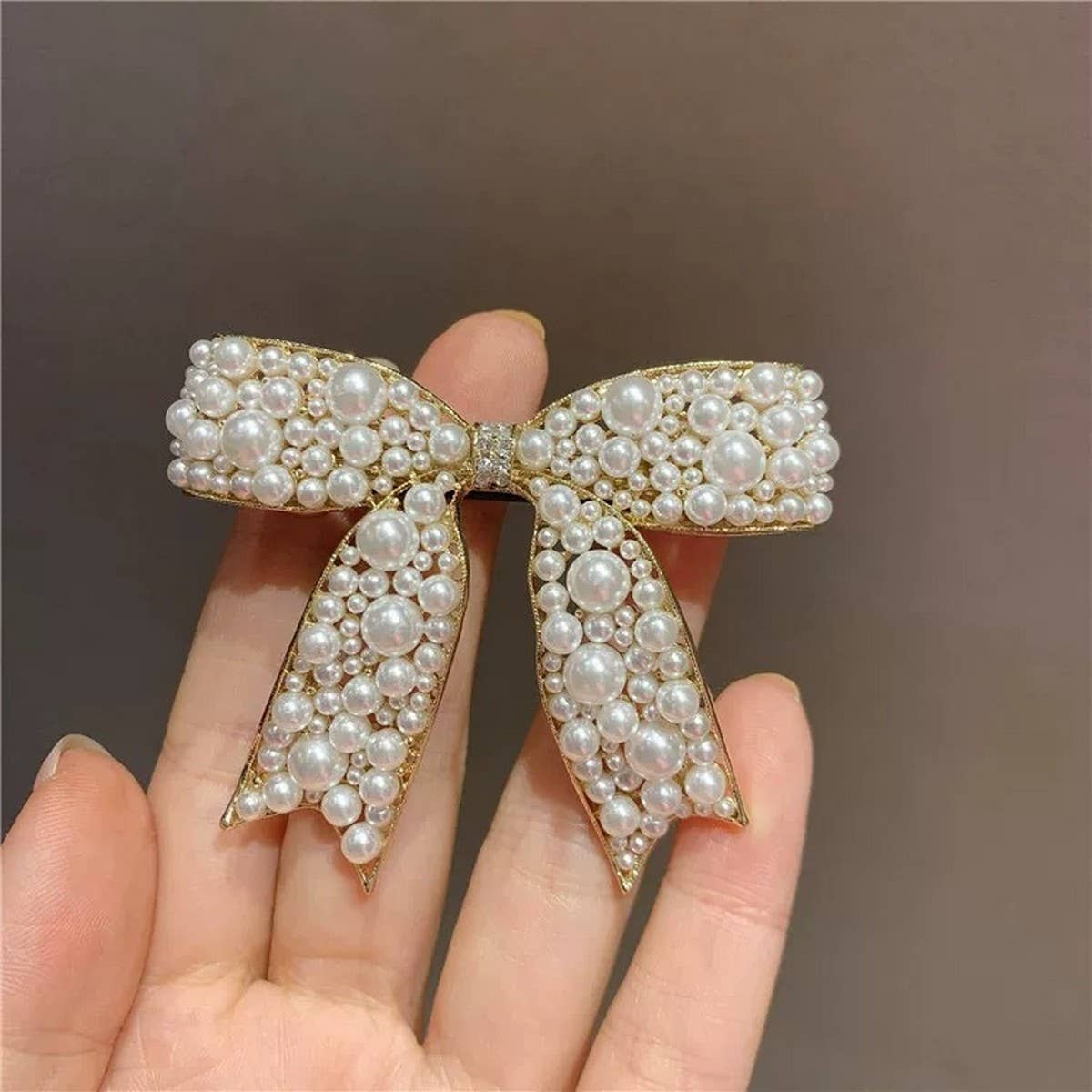 Pearl Bow Hair Clip – 5.5cm Elegant Spring Clip_CWAHA4676