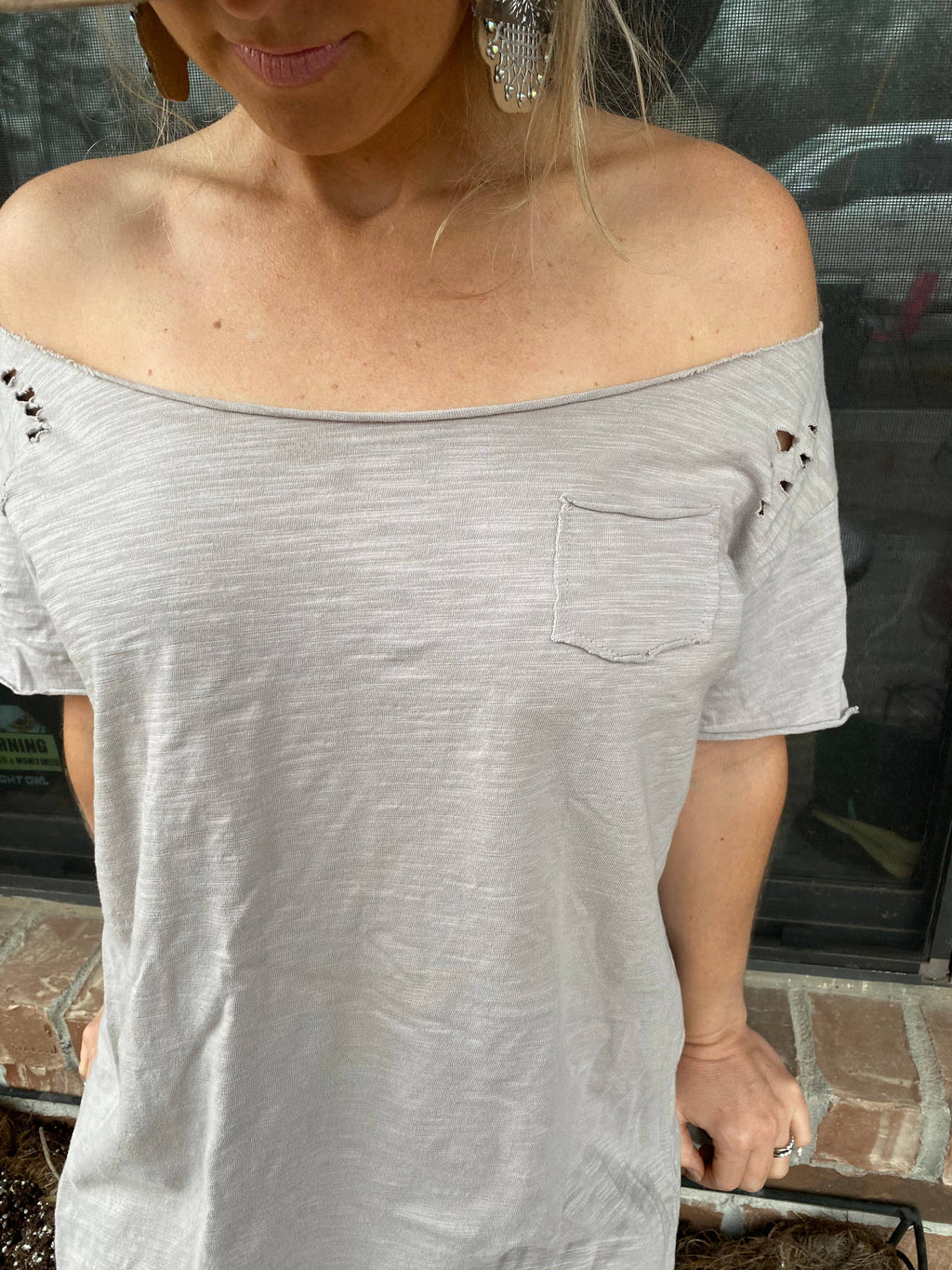 Gray Tattered Ripped Tee