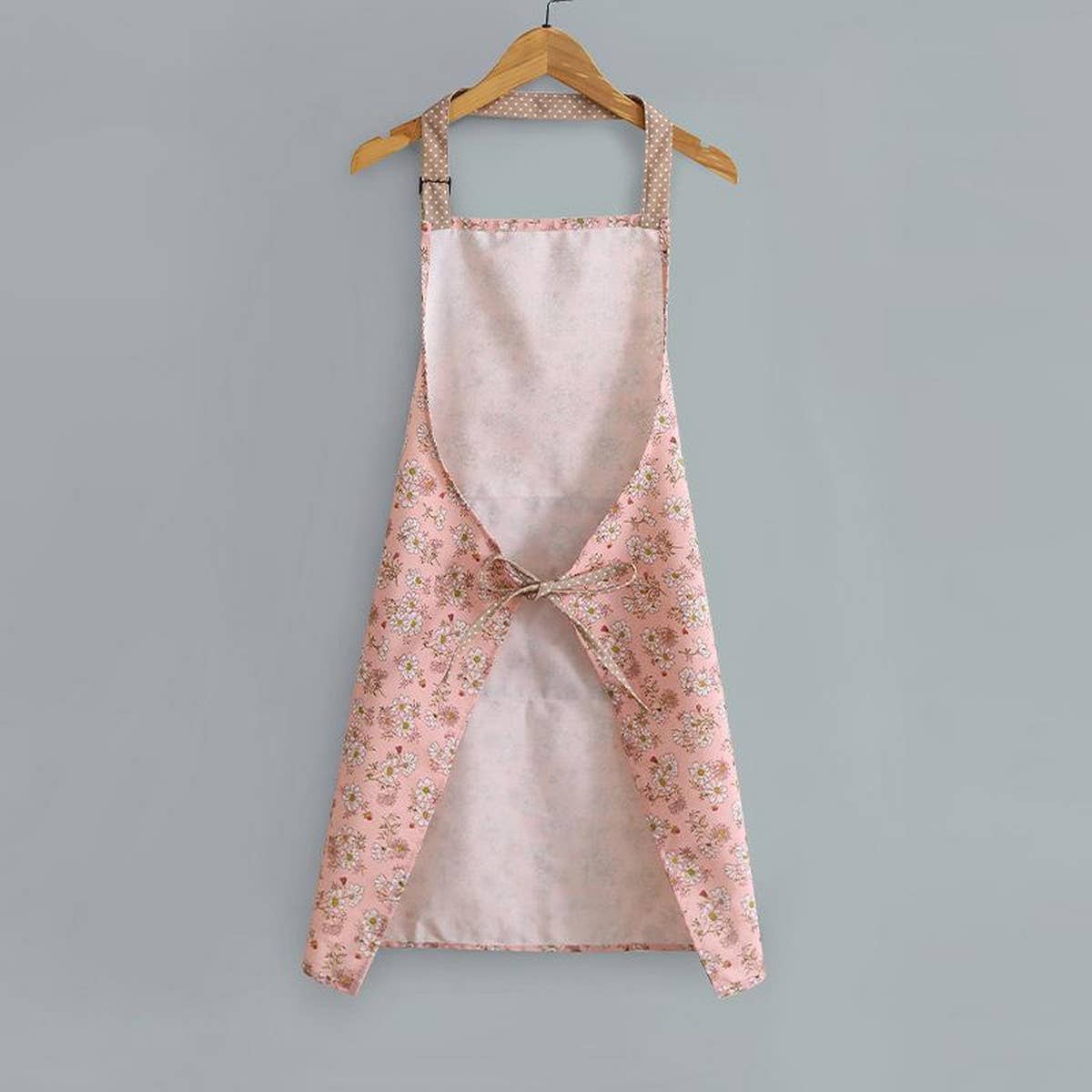Floral Print Summer Thin Canvas Apron with pockets_CWMM2039