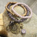 The Primitive Peddler - Purple Passion Blooming Flower Stretch Bracelet Set