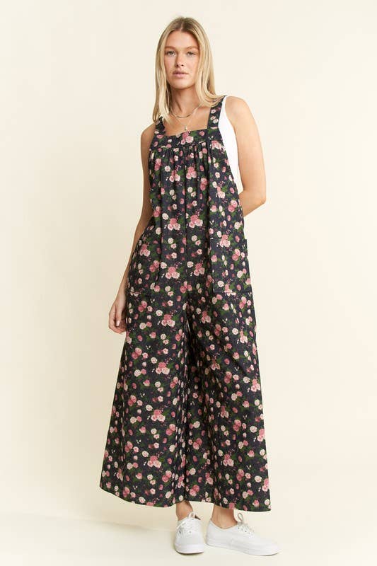 PLUS SIZE FLORAL PRINT JUMPSUIT