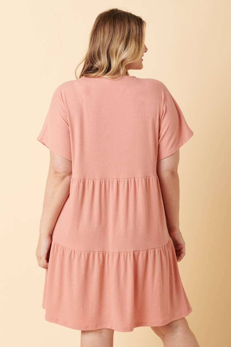 PLUS RIB KNIT BABYDOLL DRESS