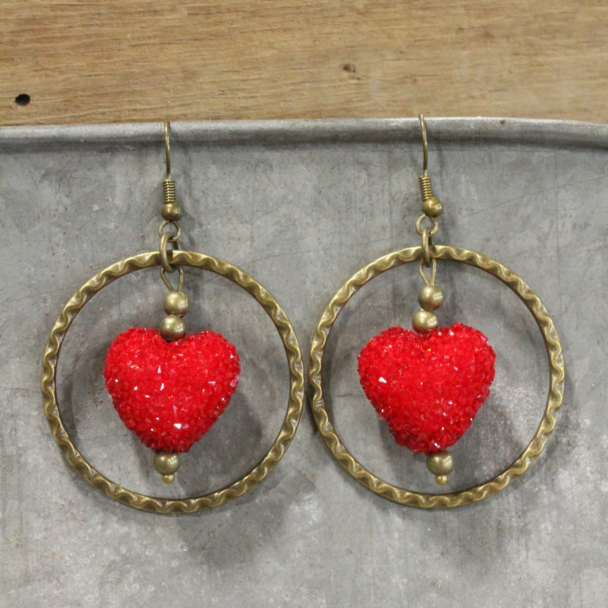 The Primitive Peddler - Just A Heart Beat Away Dangle Earrings