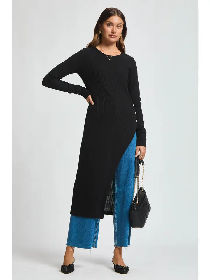 Dear Scarlett - Longline Tunic w/ Buttons Trv-Posh