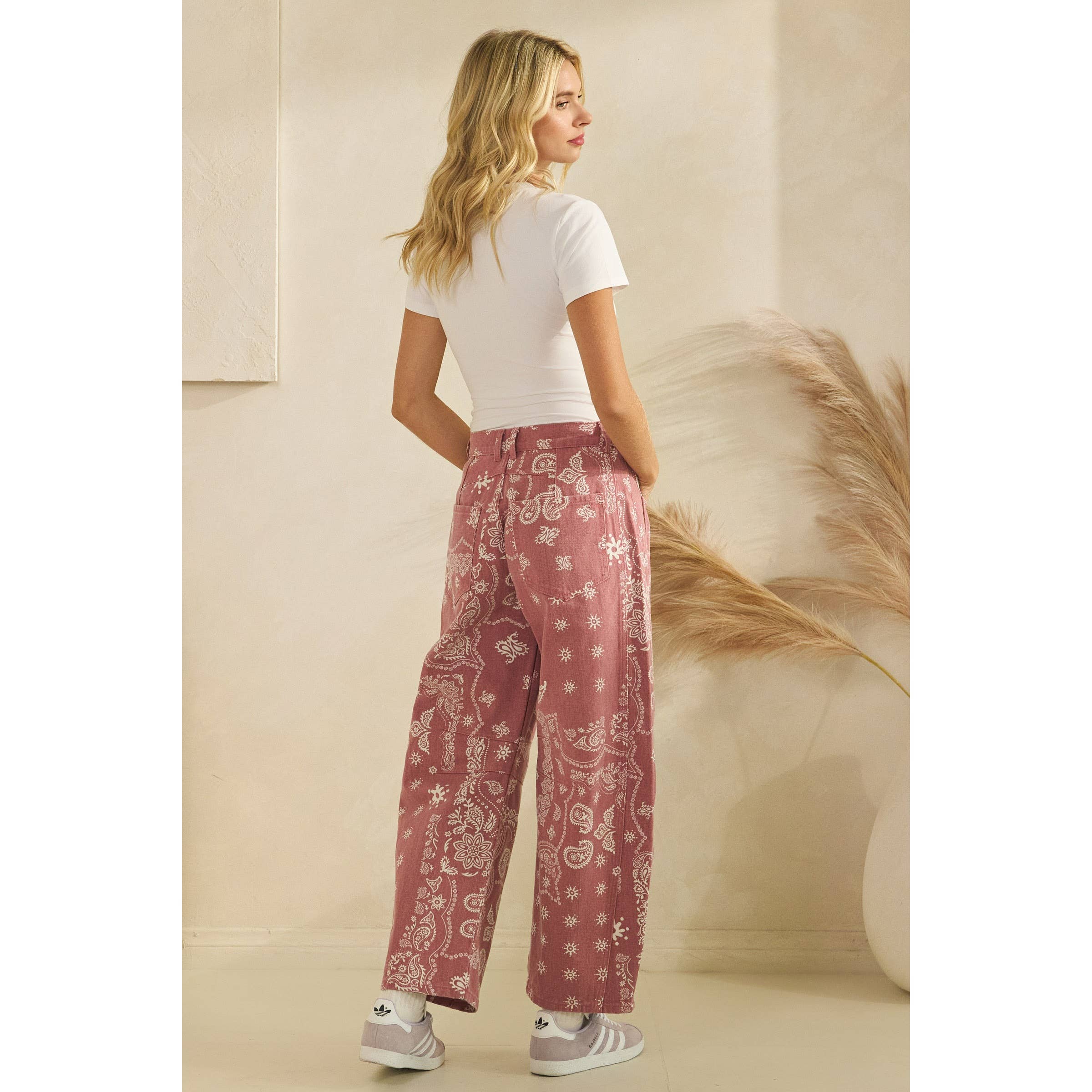 Paisley Printed Denim Pants - Veveret