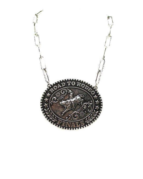 Western Large Road To Rodeo Pendant Necklace