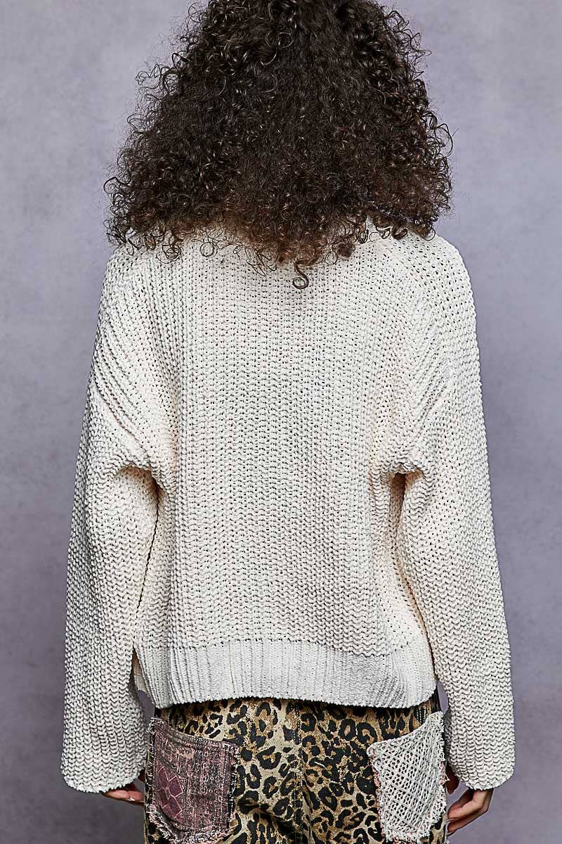 POL - Flower Button Crop Cardigan