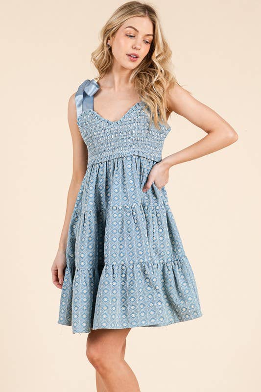 Embroidered Mini Dress