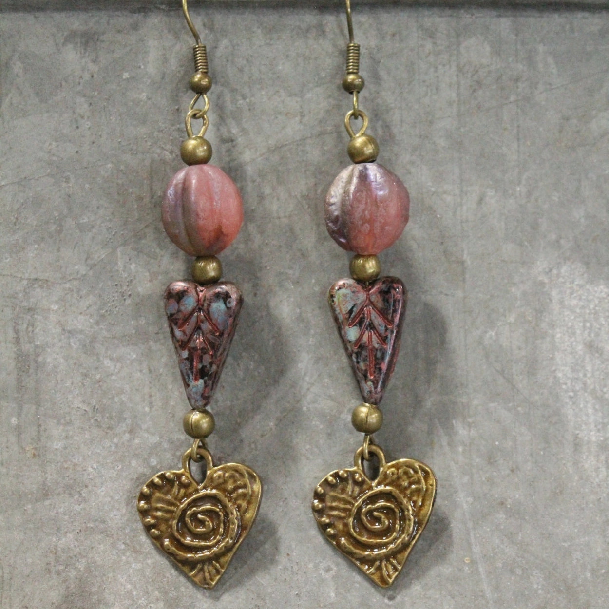 The Primitive Peddler - So Charming Heart Dangle Earrings