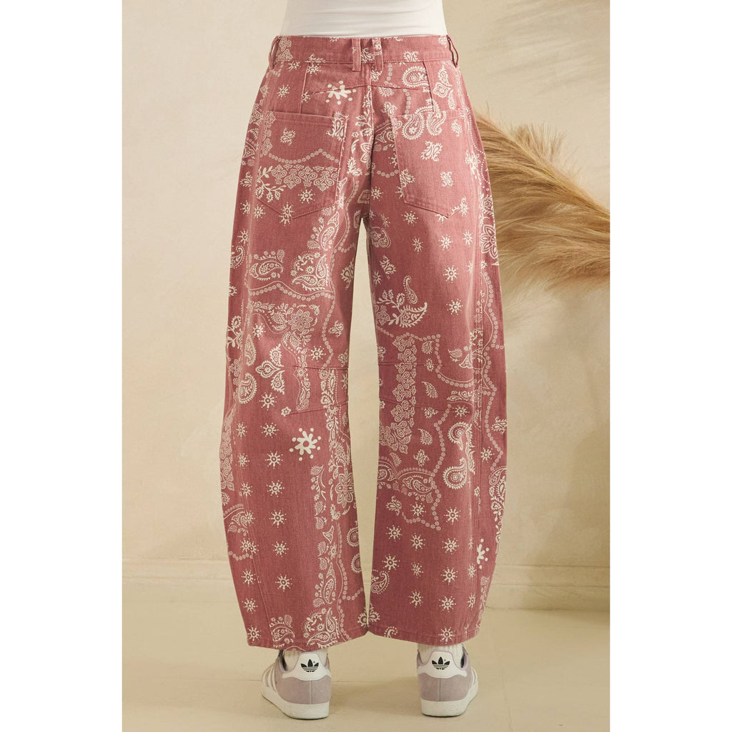 Paisley Printed Denim Pants - Veveret