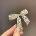 Pearl Bow Hair Clip – 5.5cm Elegant Spring Clip_CWAHA4676