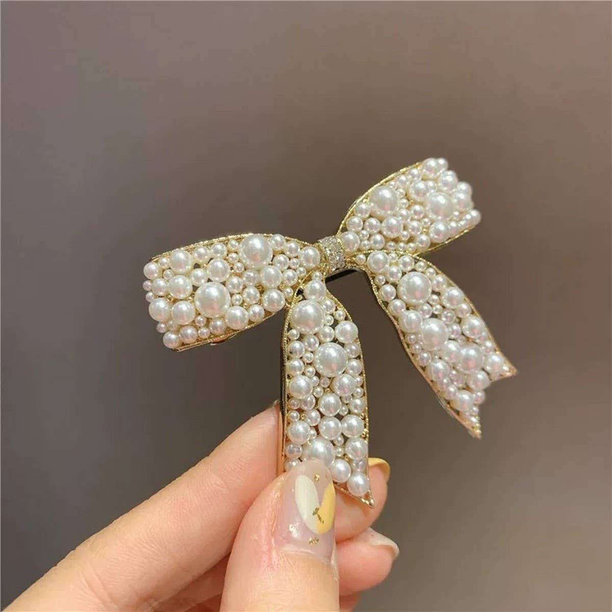 Pearl Bow Hair Clip – 5.5cm Elegant Spring Clip_CWAHA4676
