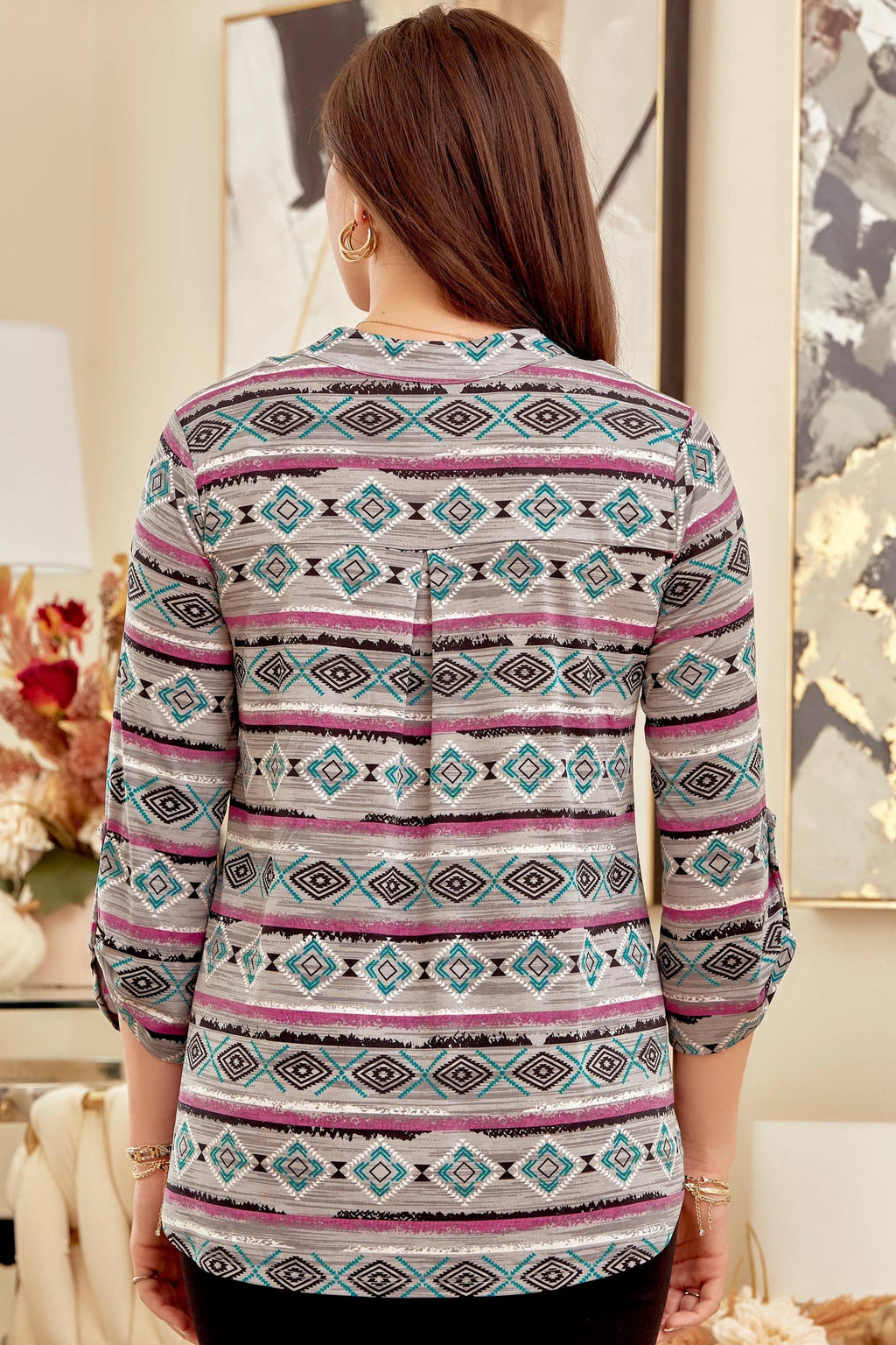 Fun Print Wrinkle Free Top LIZZY-V0137