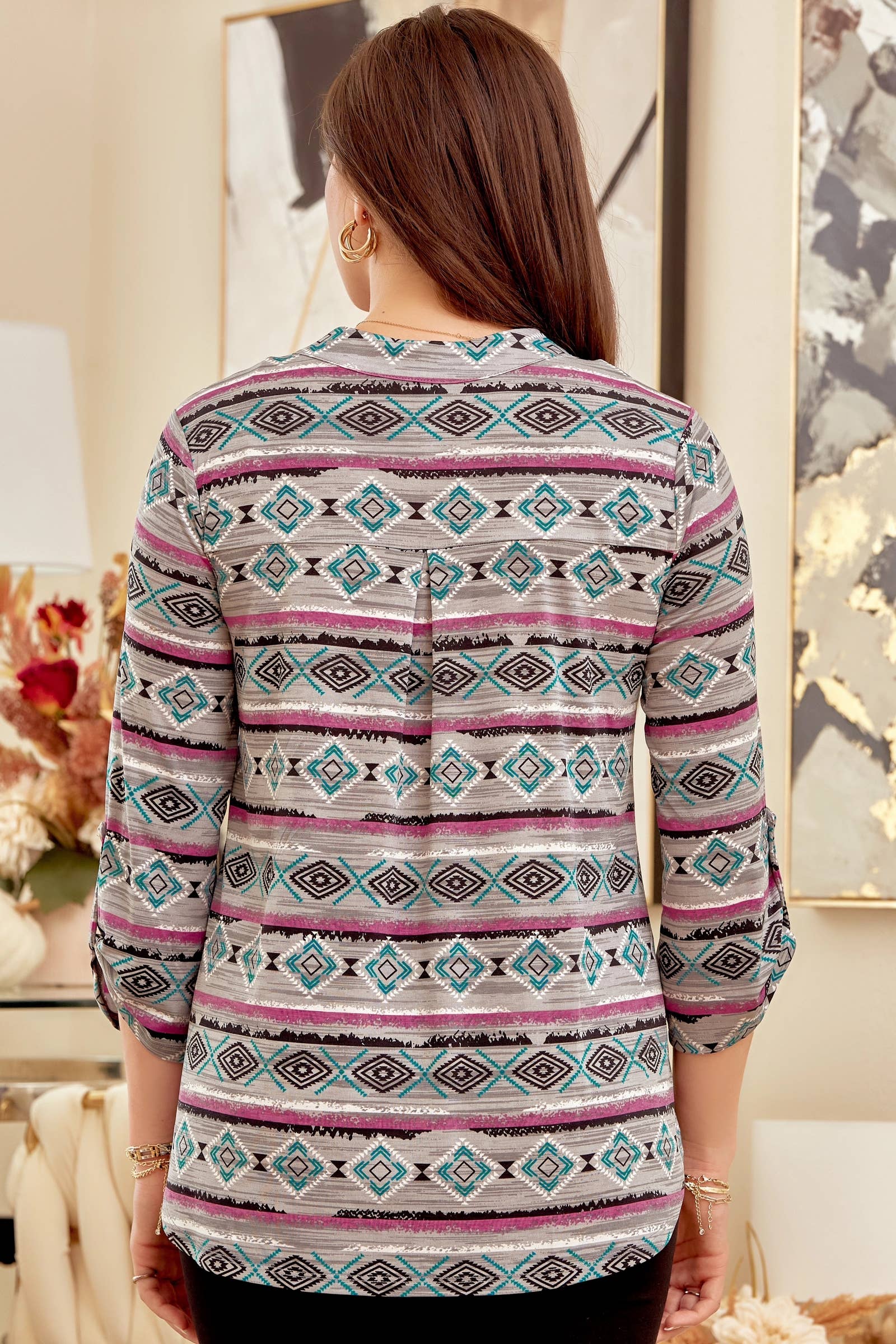 Fun Print Wrinkle Free Top LIZZY-V0137