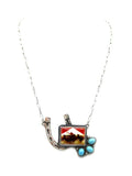 Western Cowboy Portrait Horse Shoe Pendant Necklace