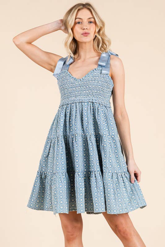 Embroidered Mini Dress
