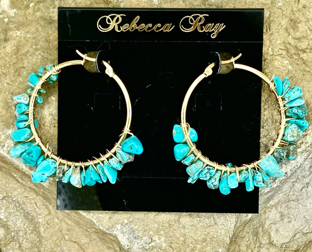 Boho Gemstone Hoop Earrings
