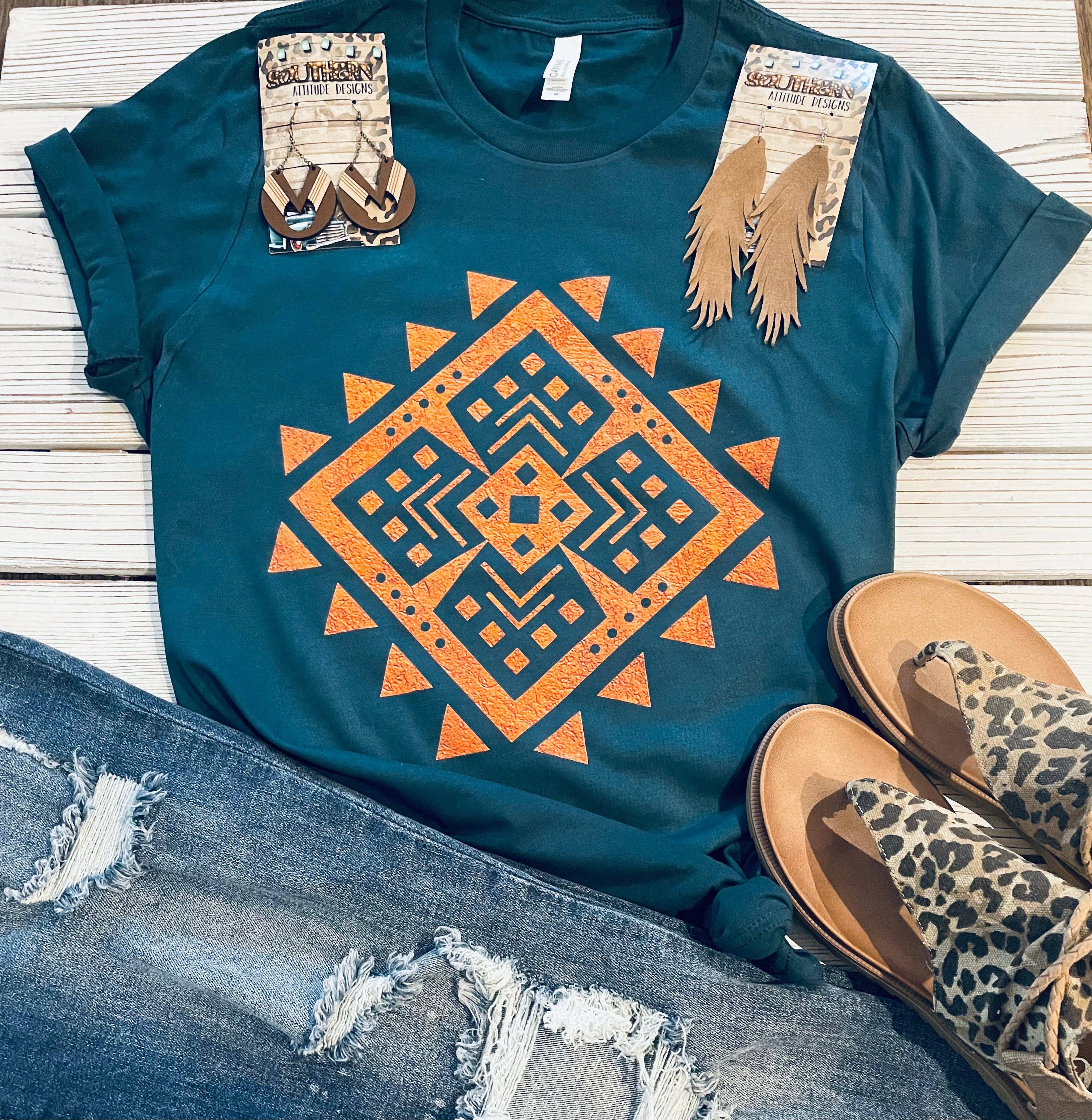 Rust Aztec -Western Tee