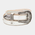 Rhinestone Studs Thin Faux Leather Belt