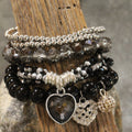 The Primitive Peddler - Back in Black Heart Stretch Bracelet Set