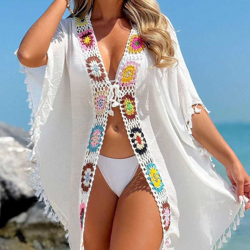 Oversized Crochet Lace Kimono Beach Cover Up