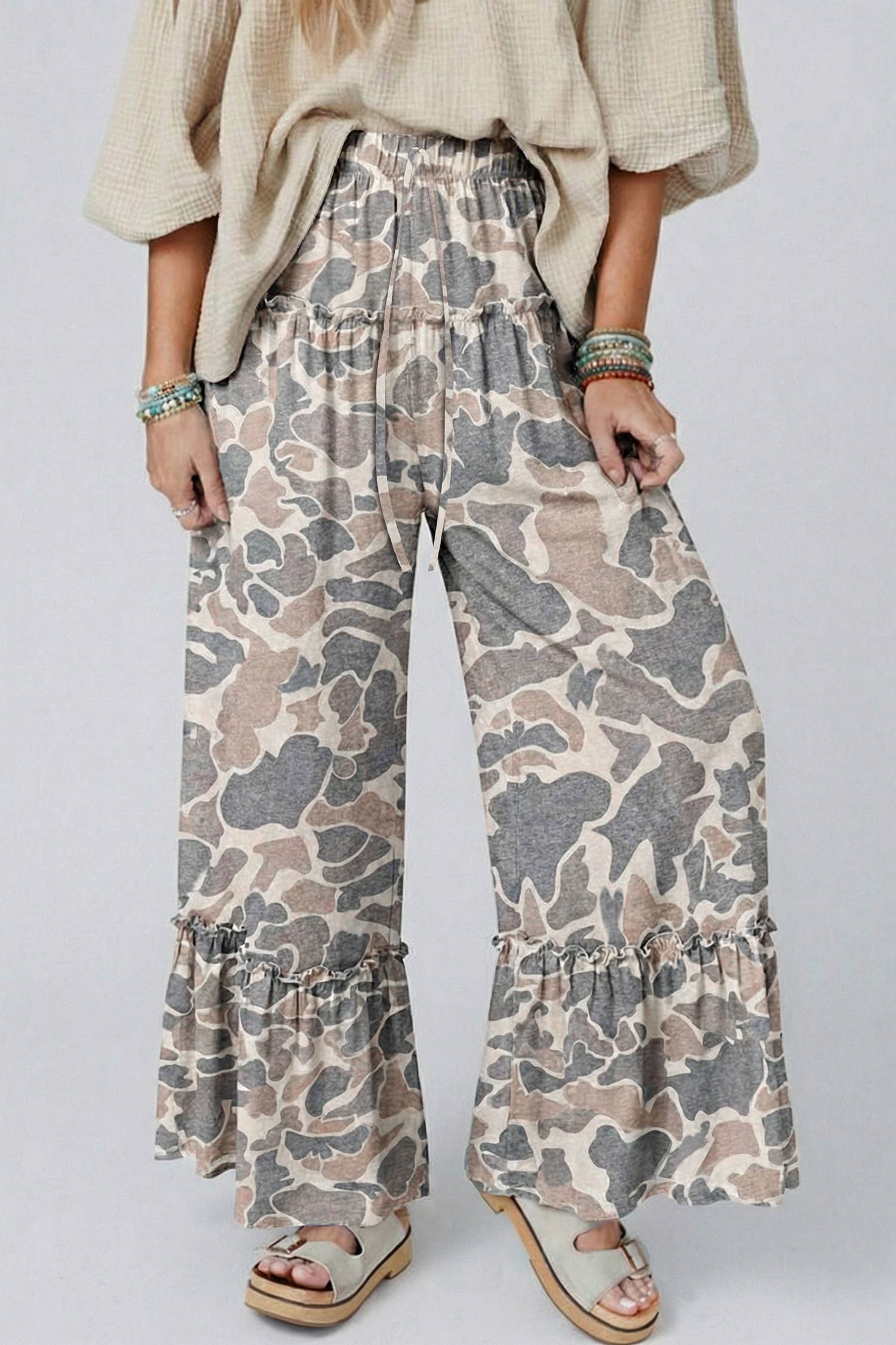 Spring 2026 Camo Print Wide Leg Casual Pants (S-XL)