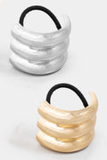 2Pc Gold And Silver Triple Layered Cuff Hair Tie Set