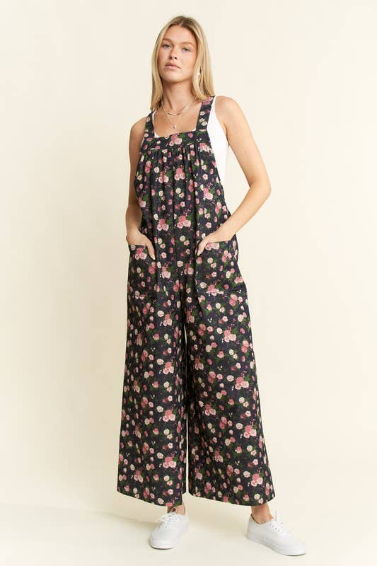 PLUS SIZE FLORAL PRINT JUMPSUIT