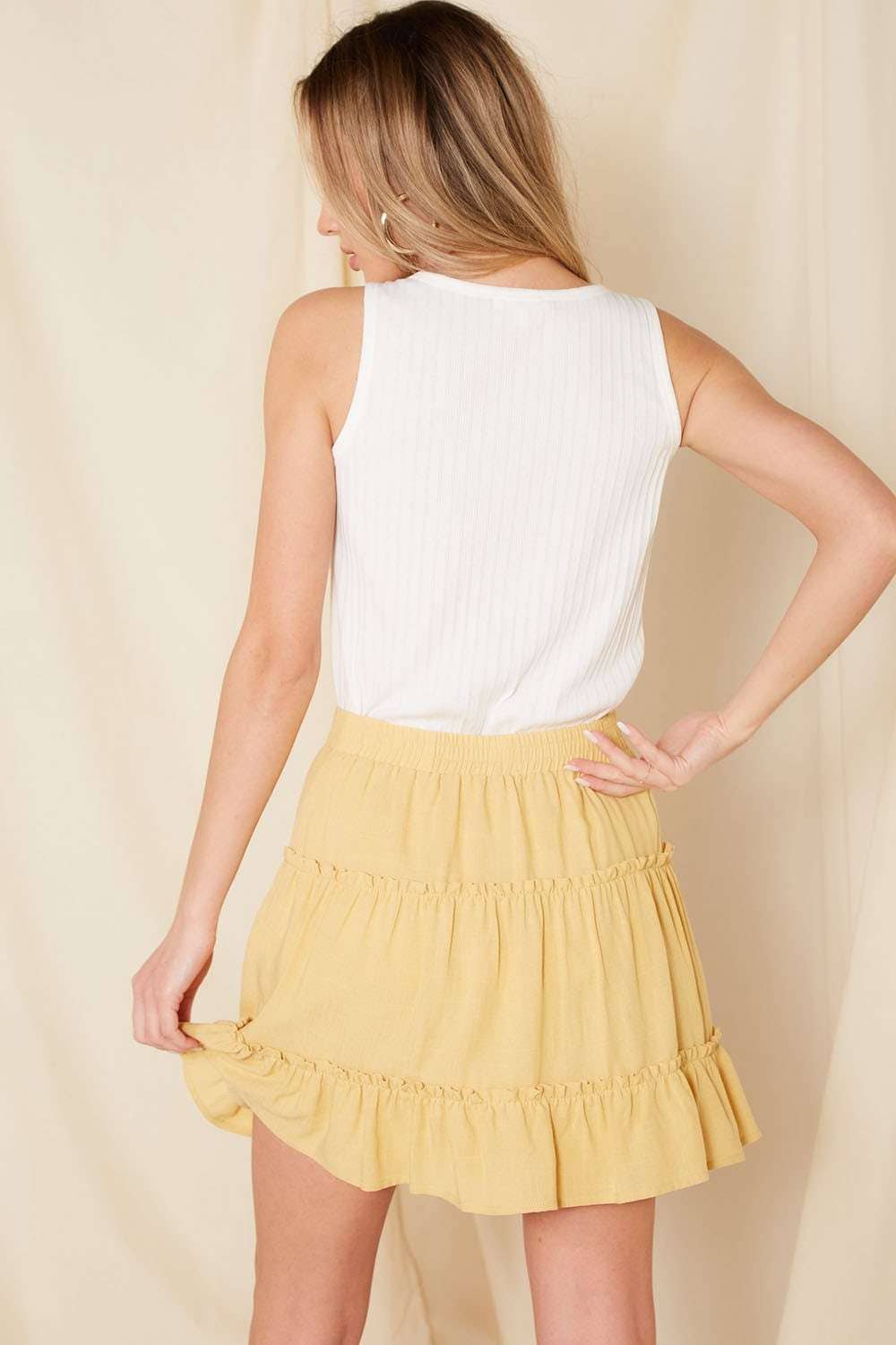 H90153A - 2TIER RUFFLE MINI SKIRT