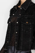 Origami - Black Denim Vest with Lace