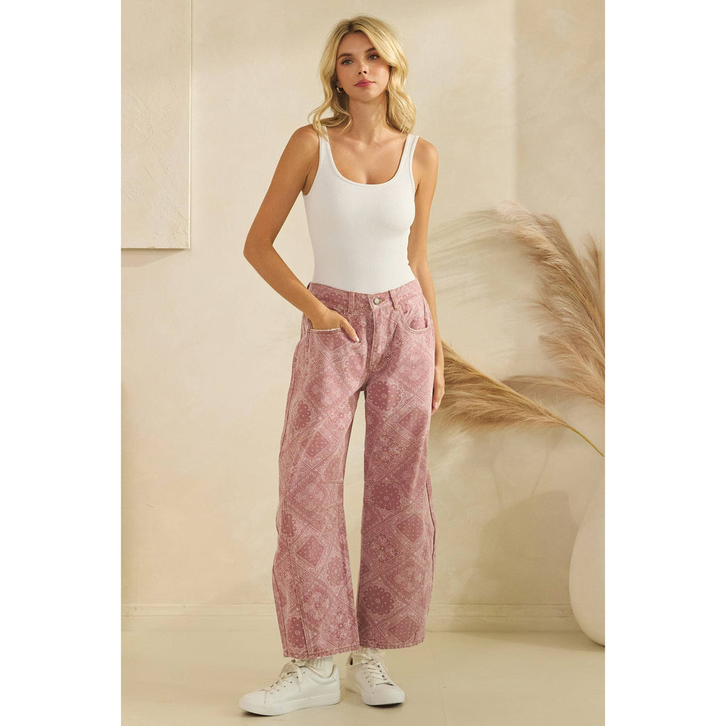 Paisley Printed Denim Pants - Veveret
