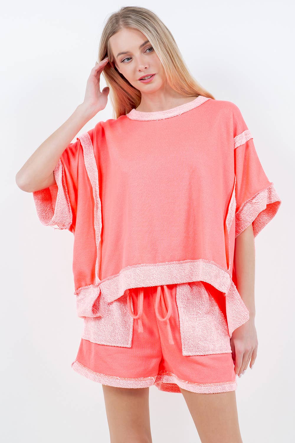 Oversize Reverse Contrast Banded Top HT4028