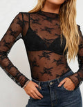 Lux Layering Floral Lace See Through Mesh Top SKT151